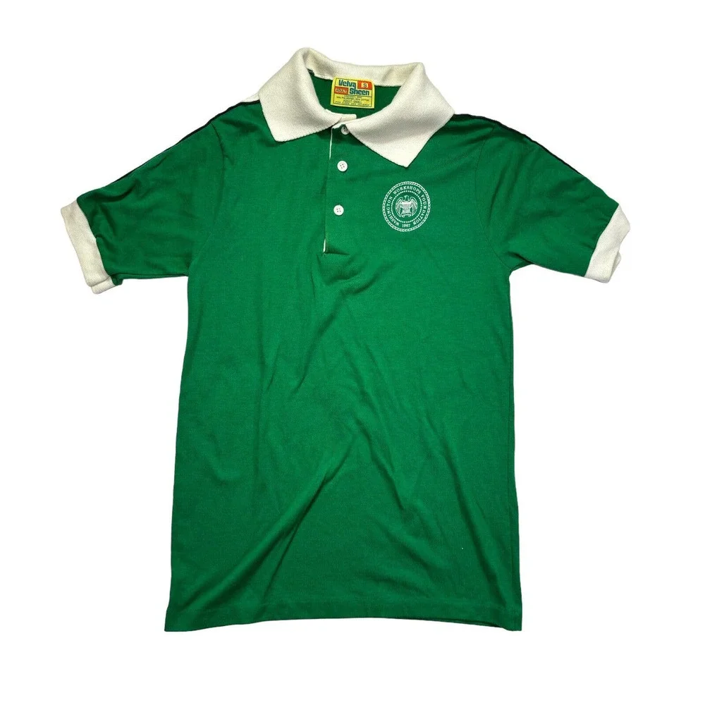 Vintage Velva Sheen‎ Polo Shirt Green Washington Workshop Foundation 1967 Small
